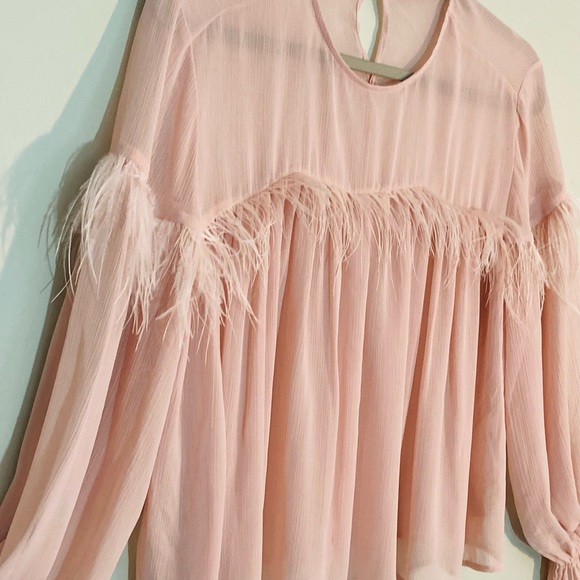 Zara pastel pink feather top S - Picture 2 of 7